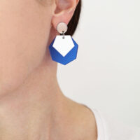 Polly Gone Earrings White on Blue