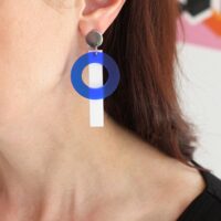 Mod Me Up Earrings in dark frosted blue and white