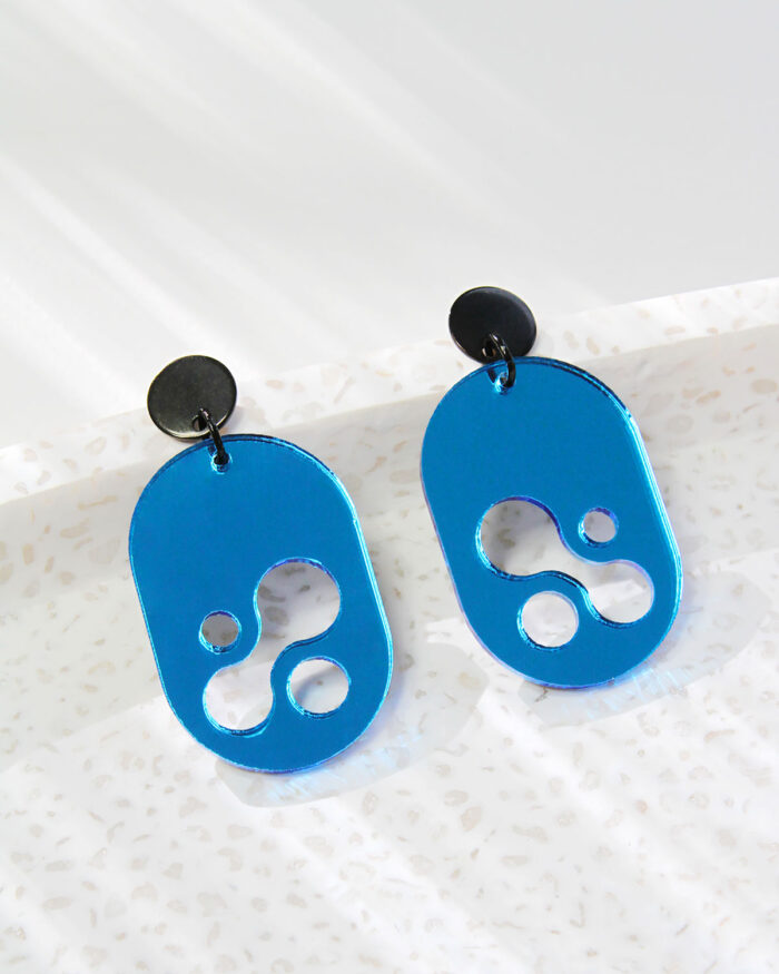 Blue Mirror Acrylic Earrings