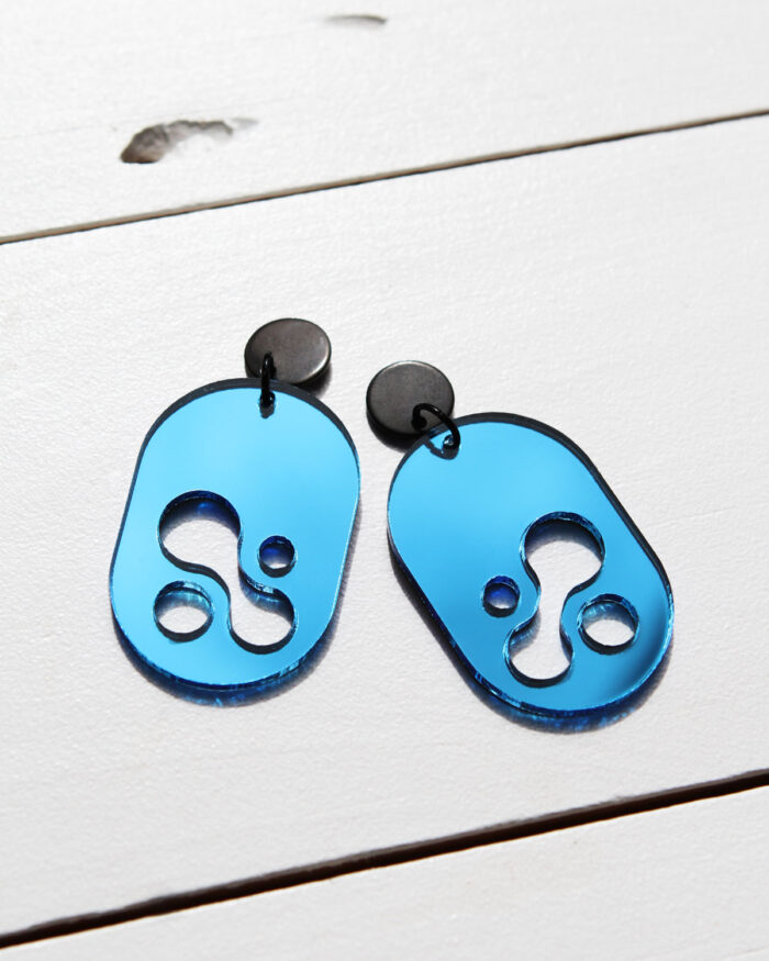 Blue Mirror Acrylic Earrings