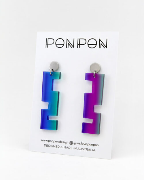 Pon Pon 'Paths' Acrylic Earrings in Sunrise Gradient