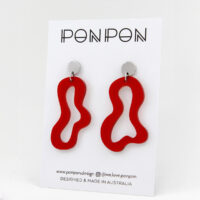 Pon Pon 'Swirl' Acrylic Earrings in Red