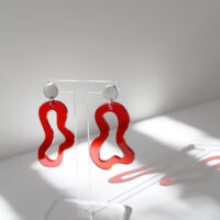 Pon Pon 'Swirl' Acrylic Earrings in Red