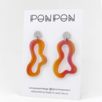 Pon Pon 'Swirl' Acrylic Earrings in Sunrise Gradient