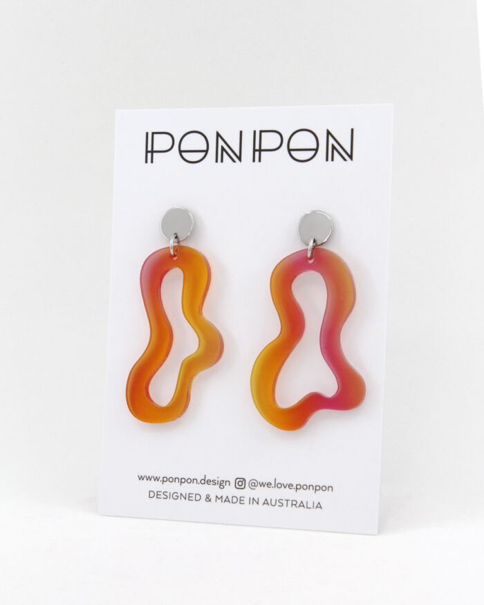 Pon Pon 'Swirl' Acrylic Earrings in Sunrise Gradient