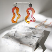 Pon Pon 'Swirl' Acrylic Earrings in Sunrise Gradient