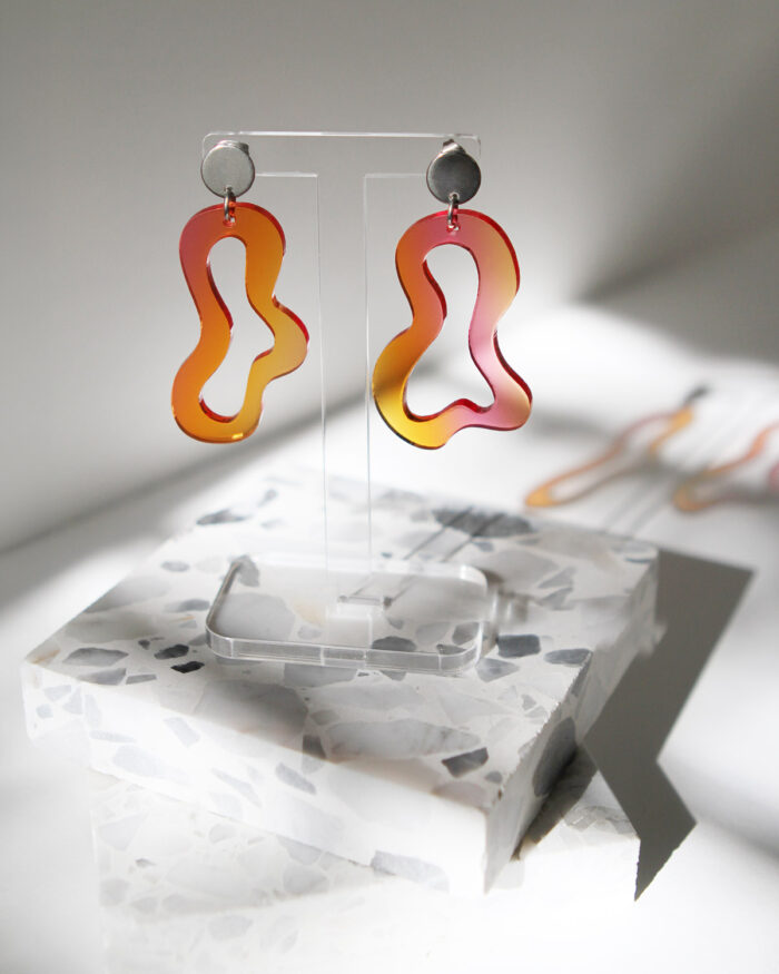 Pon Pon 'Swirl' Acrylic Earrings in Sunrise Gradient