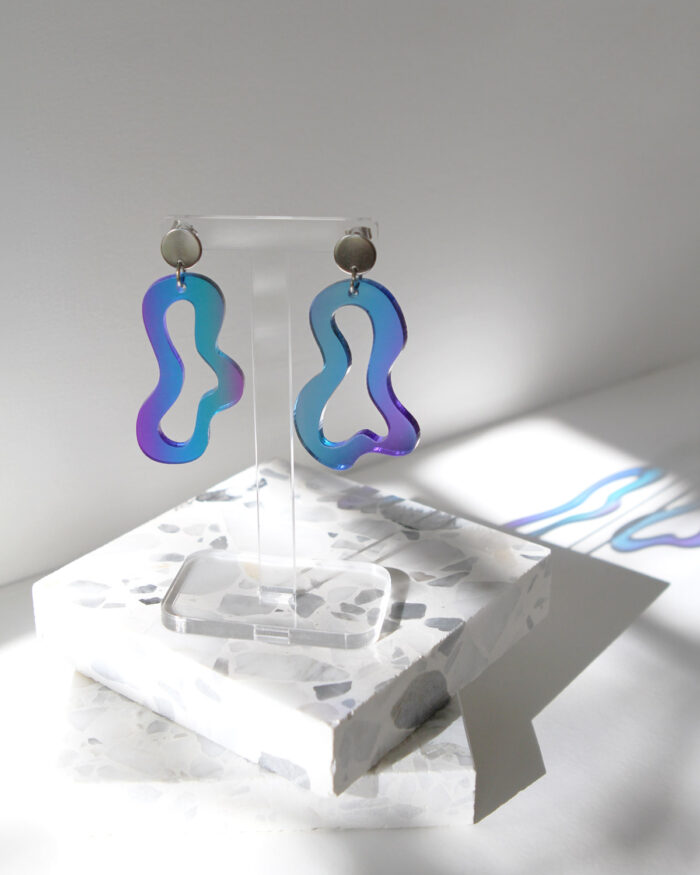 Pon Pon 'Swirl' Acrylic Earrings in Sunset Gradient