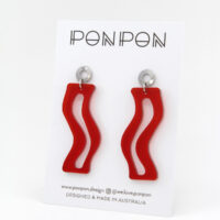 Pon Pon 'Tides' Acrylic Earrings in Red