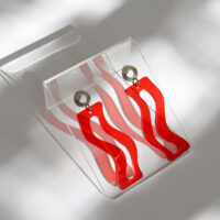 Pon Pon 'Tides' Acrylic Earrings in Red