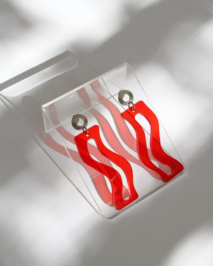 Pon Pon 'Tides' Acrylic Earrings in Red