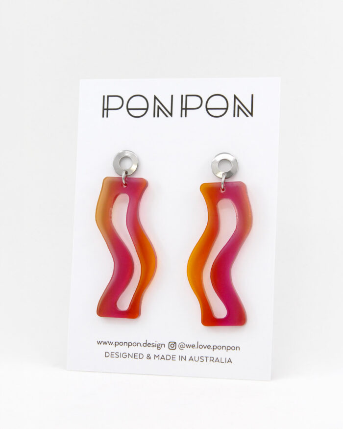 Pon Pon 'Tides' Acrylic Earrings in Sunrise Gradient