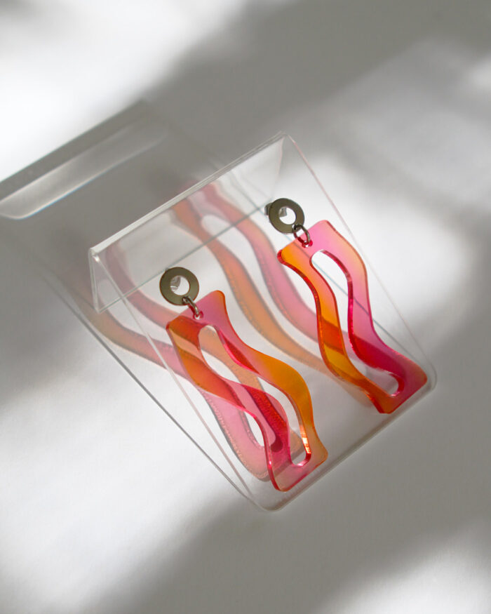 Pon Pon 'Tides' Acrylic Earrings in Sunrise Gradient