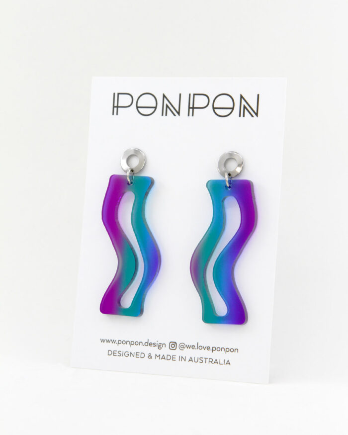 Pon Pon 'Tides' Acrylic Earrings in Sunset Gradient